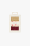 Fancy Little Heart, Burgundy & Gold Socks