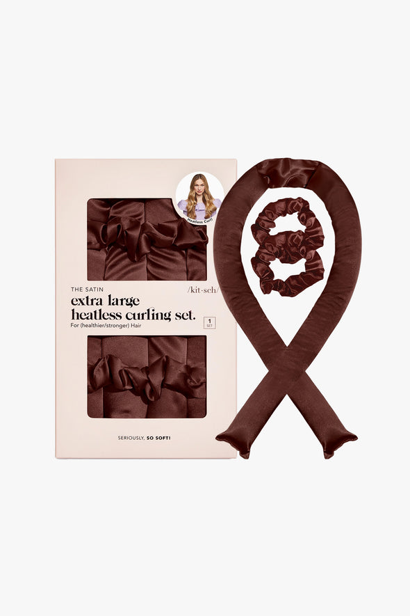 Xl Satin Heatless Curling Set Chocolate