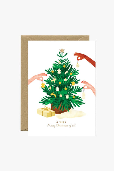 Gold Xmas Tree Chic Greeting Card