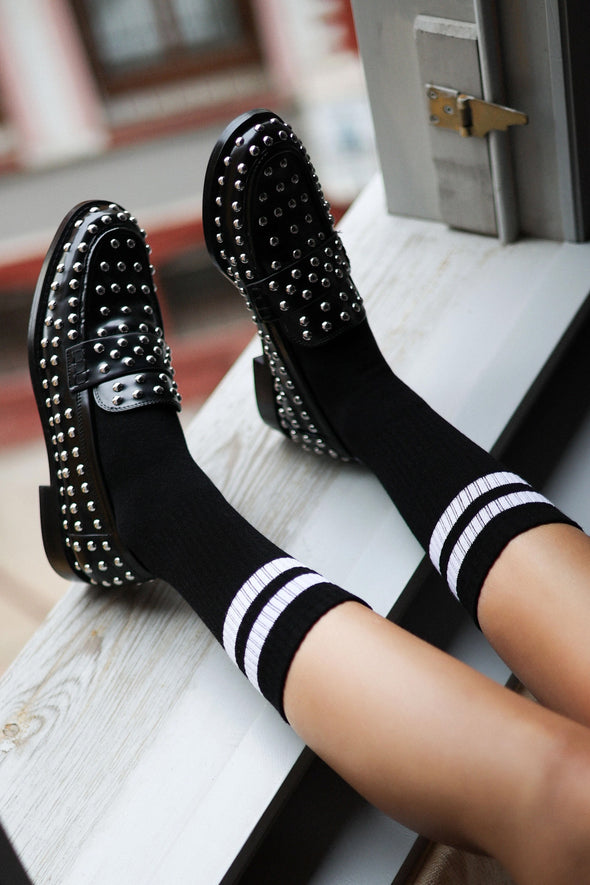 Black And White Organic Cotton Tennis Socks