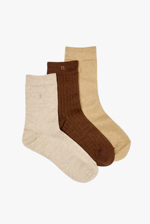 Ribbed Brown, Gold & Ecru Socks