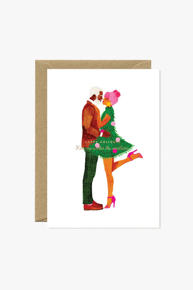 Mistletoe Cute Lovers Greeting Card