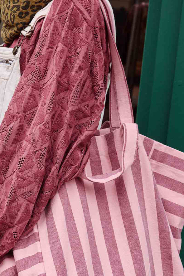 Elisa Bag Stripes Burgundy/Bubblegum Pink
