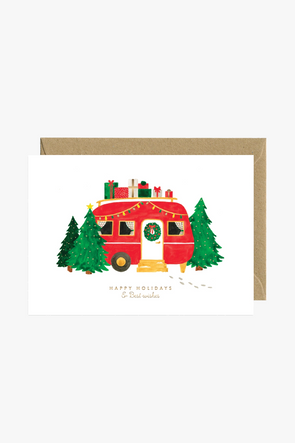 Gold Xmas Caravan Card