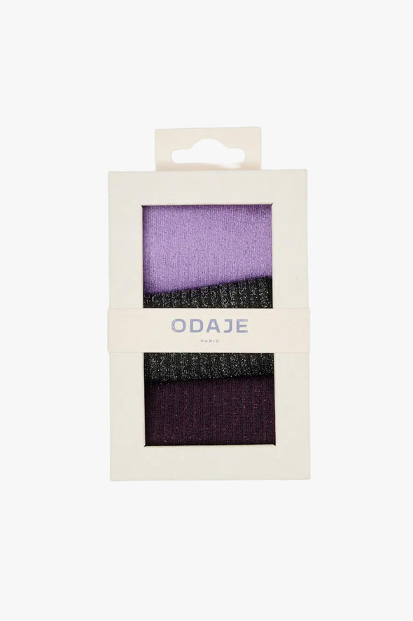 Ribbed Frilly Lilac, Black & Purple Socks