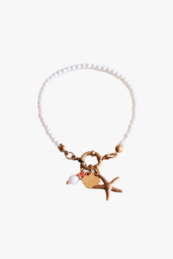 Pearl Bracelet with Starfish, Shell and Pearl