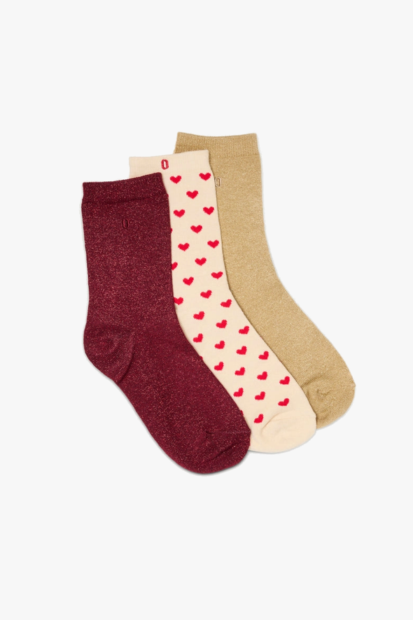 Fancy Little Heart, Burgundy & Gold Socks