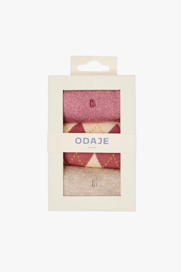 Glitter Pink/ Check Beige Socks