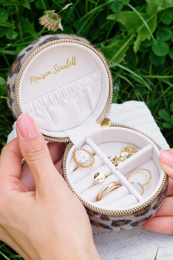 Marie Camel Corduroy Mini Travel Jewellery Box