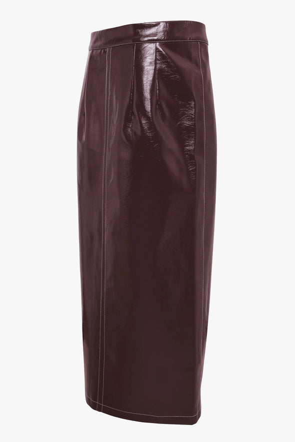 Alexia Vegan Leather Midi Skirt Bordeaux