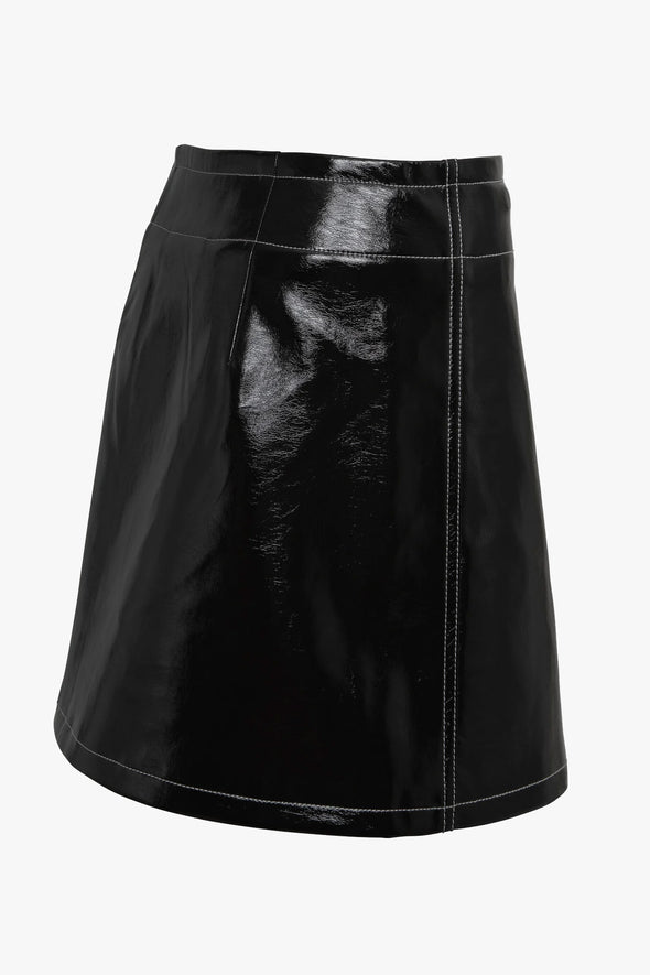 Avery Vegan Leather Skirt Black