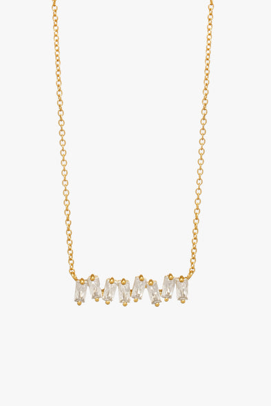 Roma Baguette Necklace Clear Gold