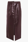 Alexia Vegan Leather Midi Skirt Bordeaux