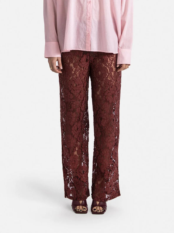 Reva Lace Pants Bordeaux