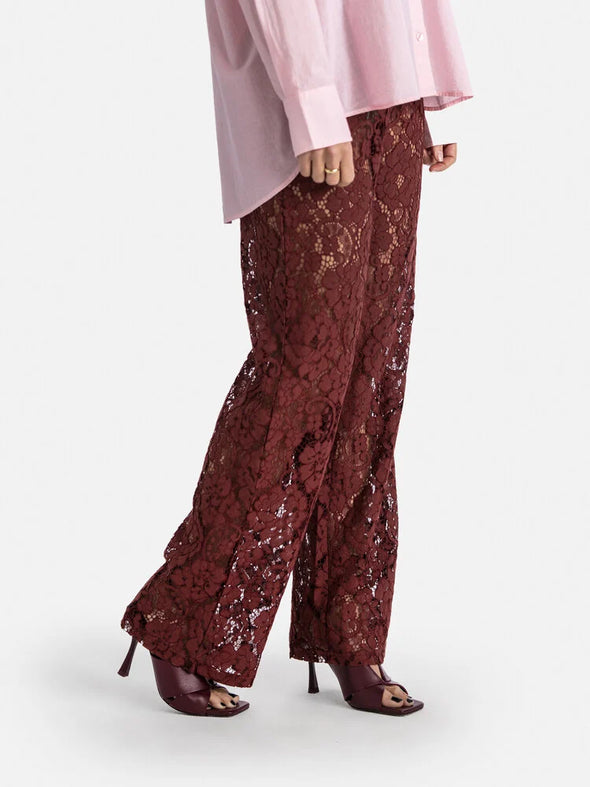 Reva Lace Pants Bordeaux