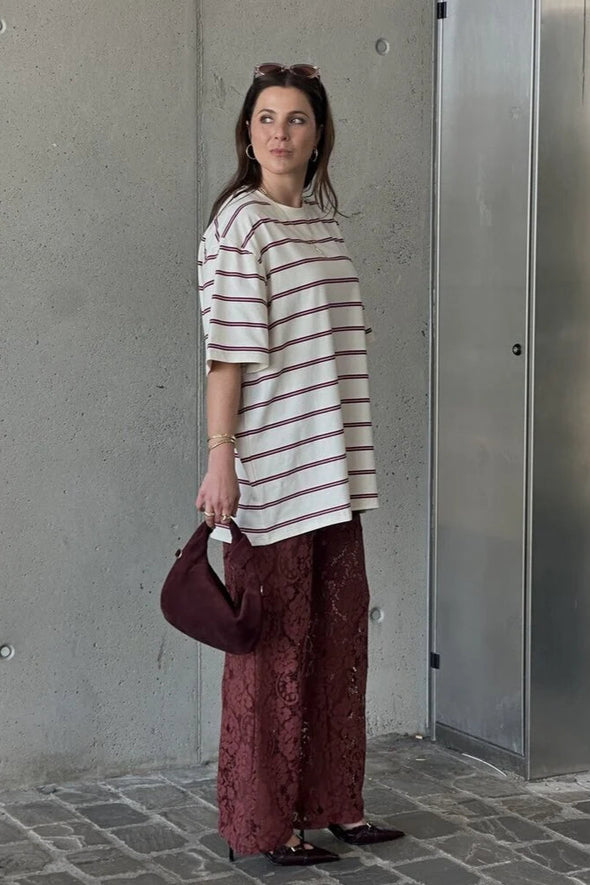Reva Lace Pants Bordeaux