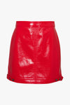 Mila Vegan Leather Skirt Red