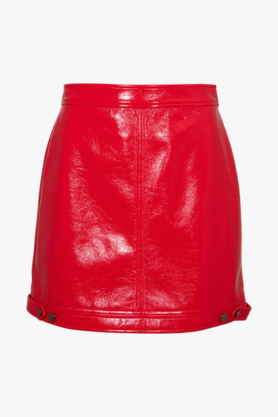 Mila Vegan Leather Skirt Red