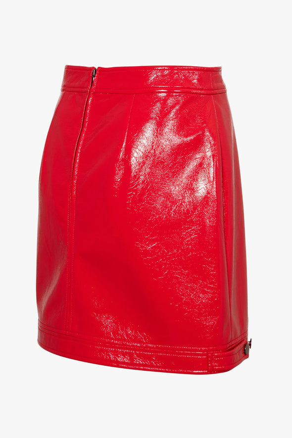 Mila Vegan Leather Skirt Red