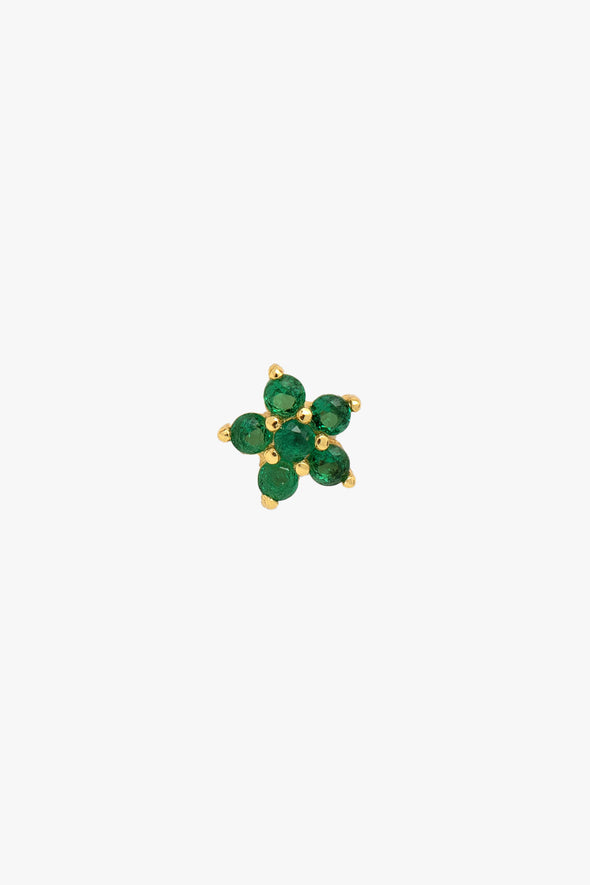 Jolie Flower Strass Earring Green Gold