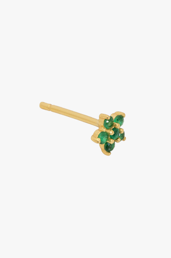 Jolie Flower Strass Earring Green Gold