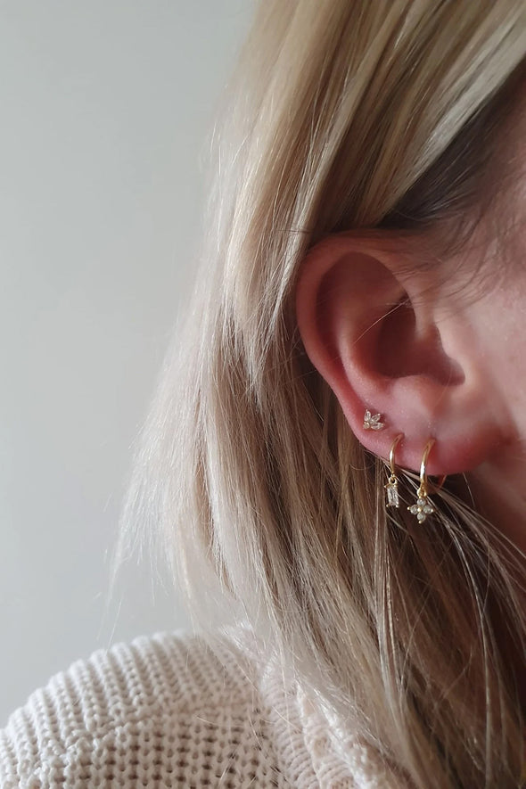 Jeanne Flower Strass Gold Earring