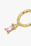 Jeanne Hanging Baguette Pink Gold Earring