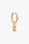 Jeanne Hanging Baguette Pink Gold Earring
