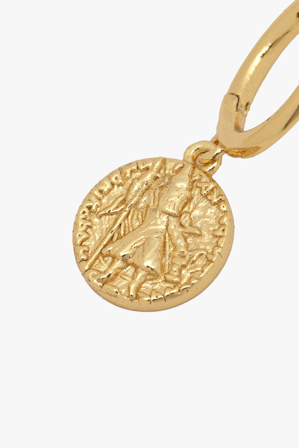 Jeanne Roman Coin Gold Earring