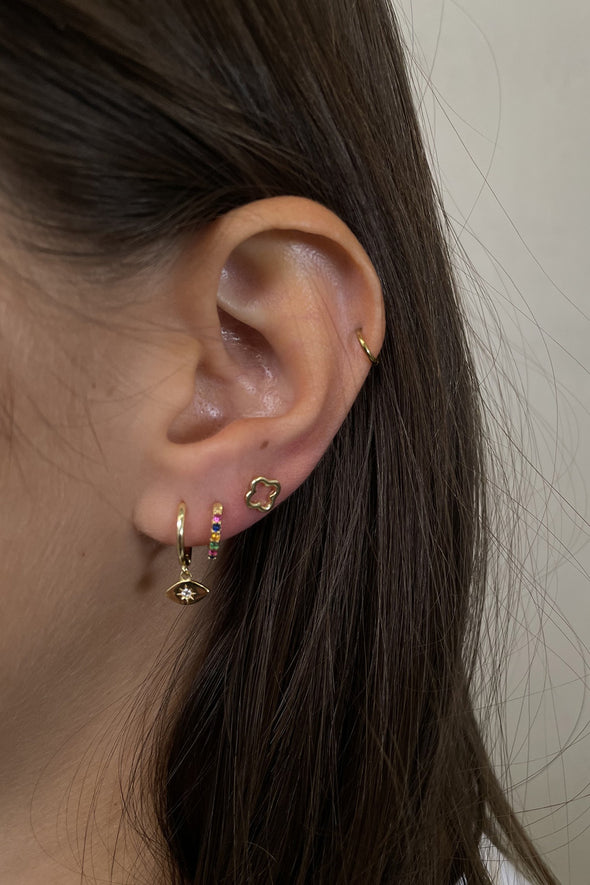 Jeanne Strass Gold Multicolor Earring