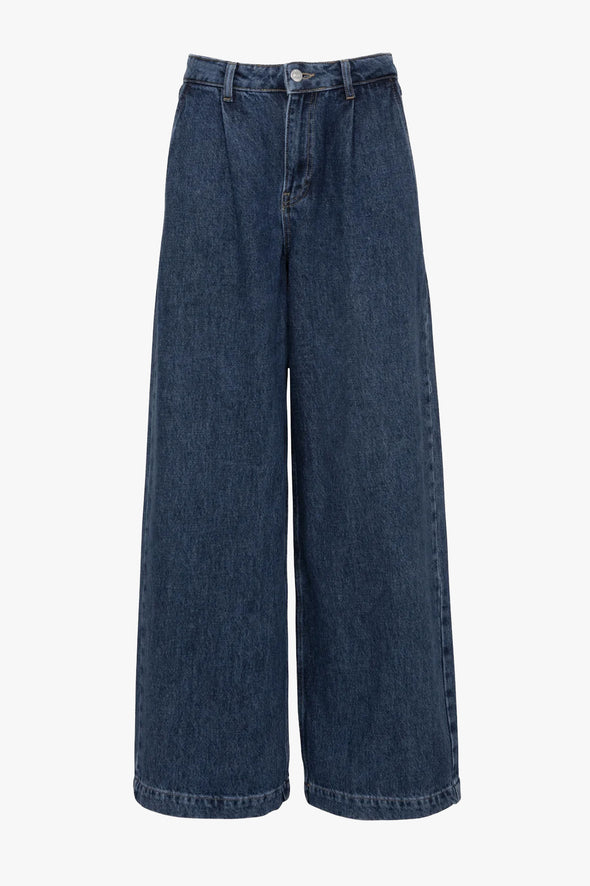 Aras Pleated Denim Dark Blue