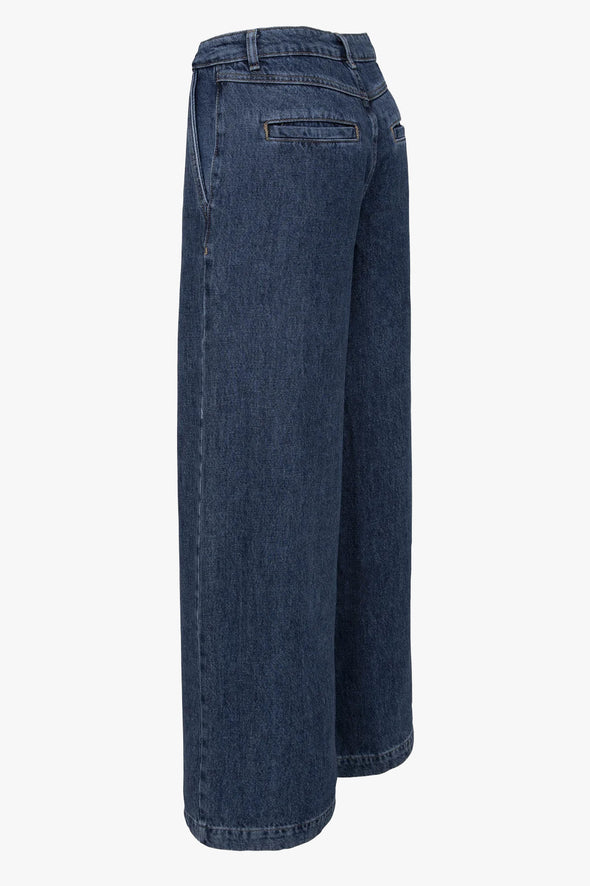 Aras Pleated Denim Dark Blue