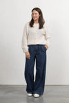 Aras Pleated Denim Dark Blue