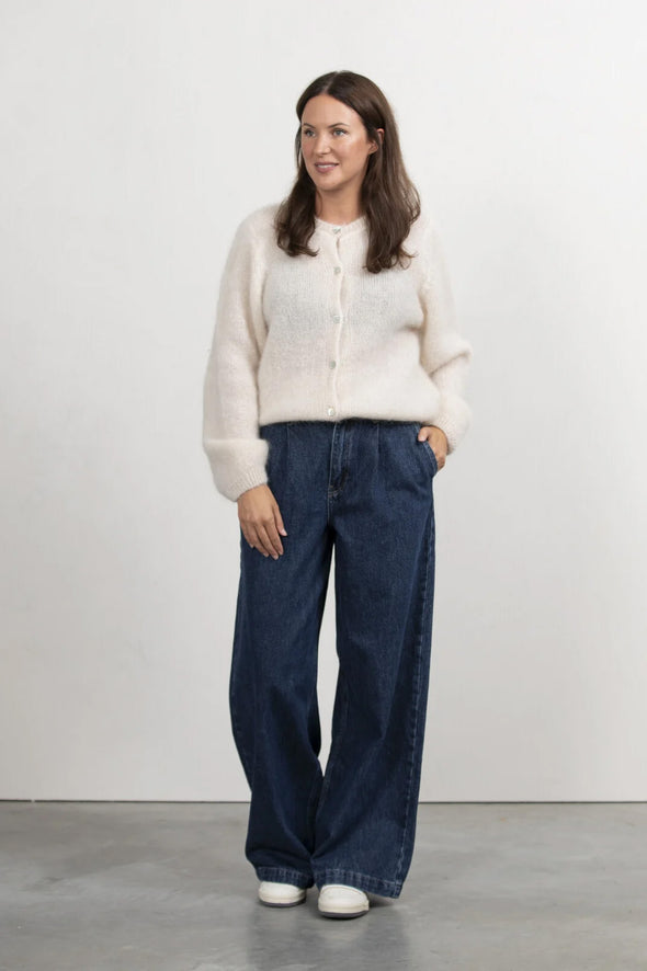 Aras Pleated Denim Dark Blue