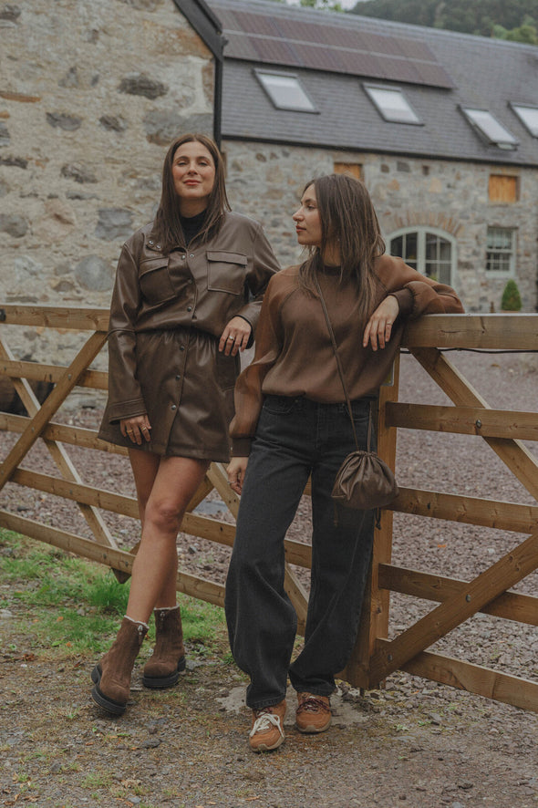 Mitch Vegan Leather Dress Brown