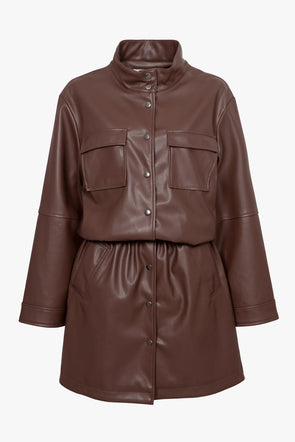 Mitch Vegan Leather Dress Brown