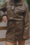 Mitch Vegan Leather Dress Brown