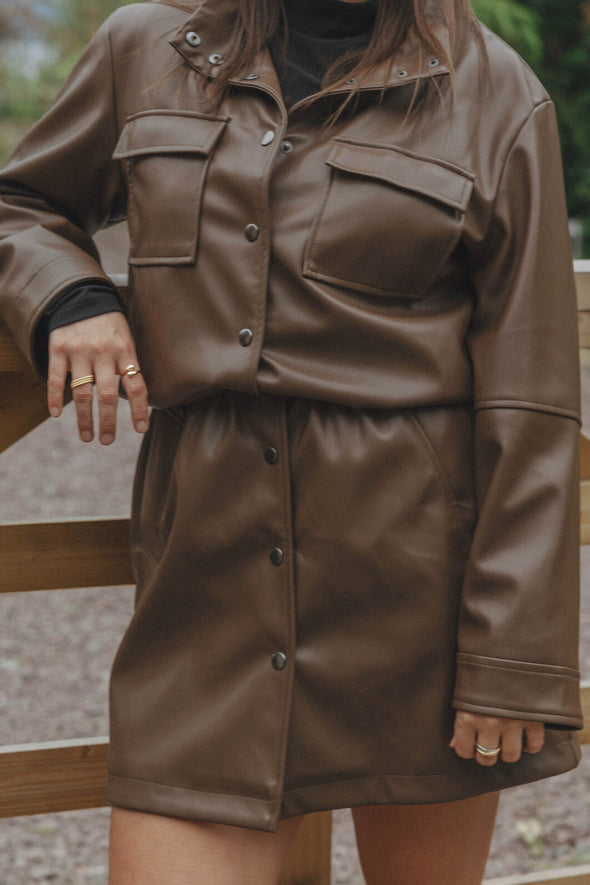 Mitch Vegan Leather Dress Brown