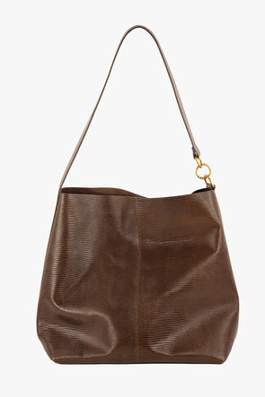 Vita Mia Leather Shoulder Bag Browny Lézard