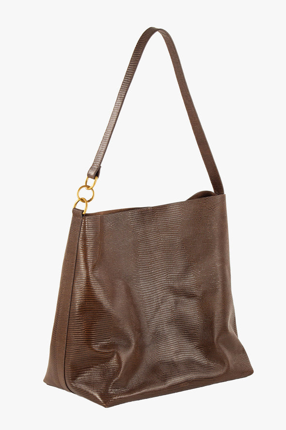 Vita Mia Leather Shoulder Bag Browny Lézard