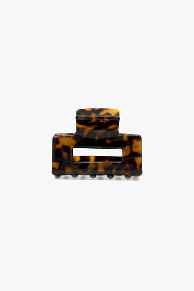 Hair Clip Rectangle Small Dark Tortue