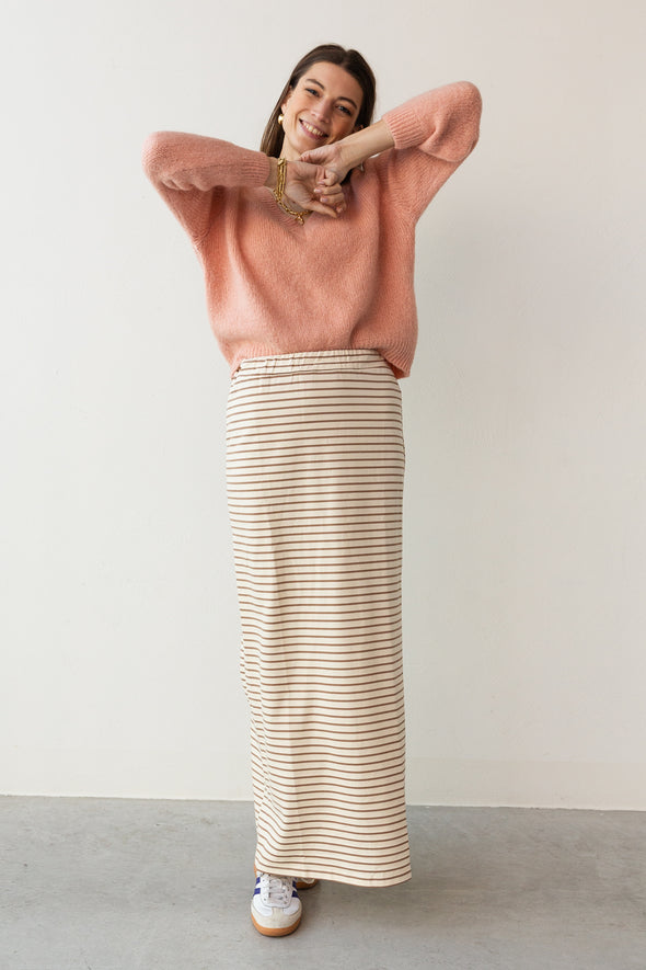 Rae Striped Skirt Camel