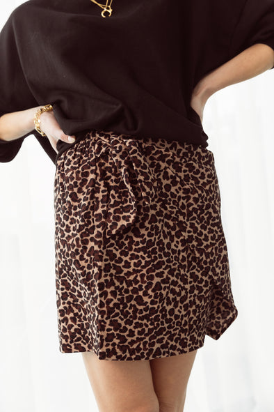 Ares Wrap Leopard Skirt