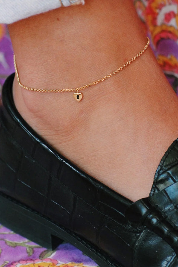 Padlock of Love Anklet Goldplated