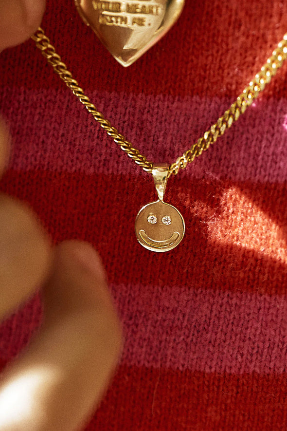 Smiley Necklace Charm Silver Goldplated