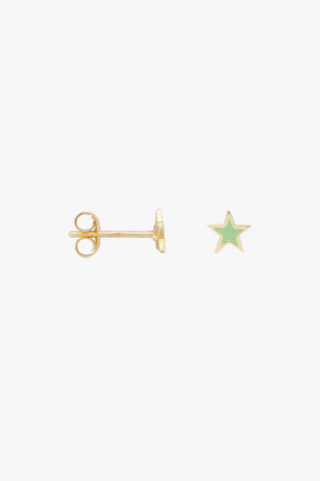 Single Green Star Stud Silver Goldplated