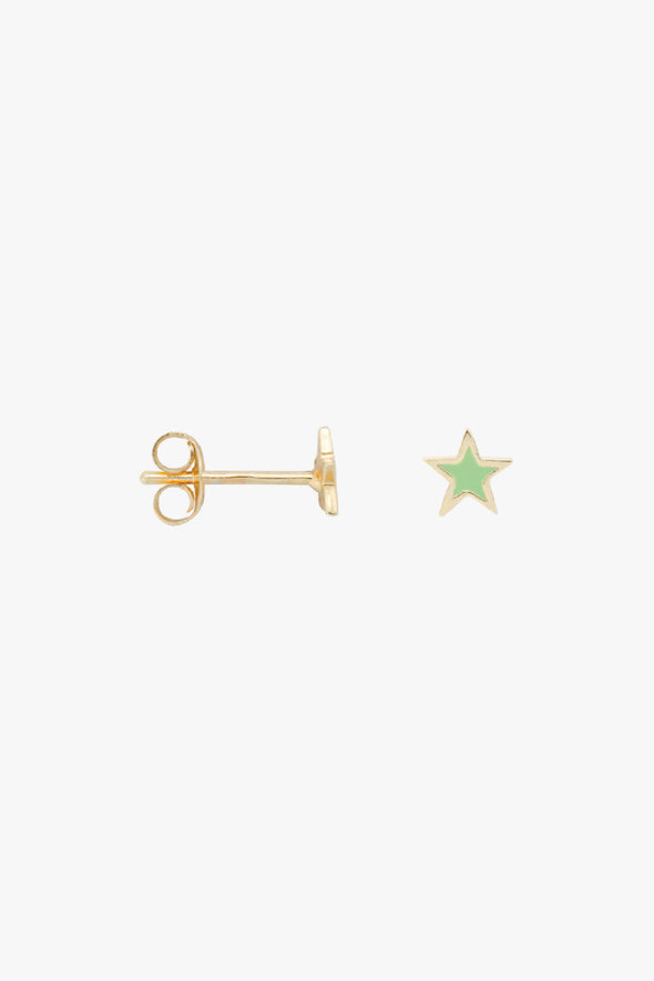 Single Green Star Stud Silver Goldplated