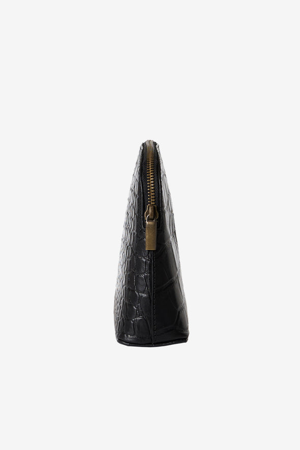 Cosmetic Bag Black Croco Classic Leather - O My Bag