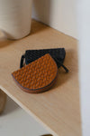 Laura Woven Coin Purse Black Classic Leather