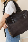 Kate Black Stromboli Leather - O My Bag - Large black leather bag with three compartments, inside zipper pocket, four cardholder slots